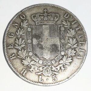 5 Lire Vittorio Emanuele II 1875R TB Italie Argent 900 °/°° EB91391