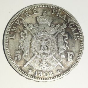 5 Francs Napoléon III tête laurée1868 A  TB+ EB91399