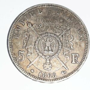 5 Francs Napoléon III tête laurée1868 A TB+ EB91400