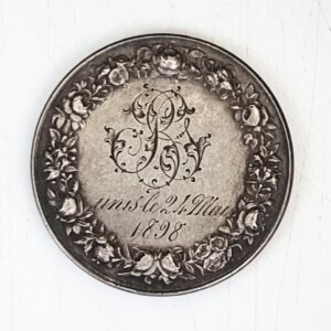 MEDAILLE DE MARIAGE ARGENT 950 0/°° Poinçon Corne1860/1880 EBM90053