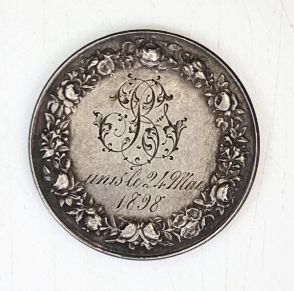 MEDAILLE DE MARIAGE ARGENT 950 0/°° Poinçon Corne1860/1880 EBM90053 – Image 2