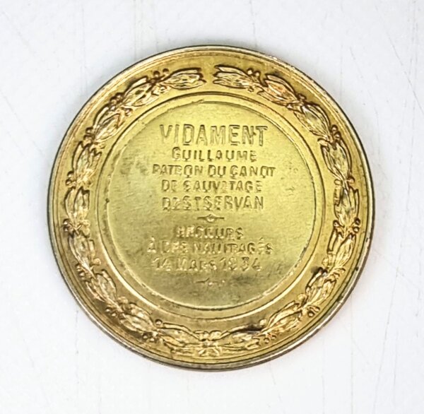 MEDAILLE Socièté Centrale De Sauvetage Des Naufragés 1934 Vermeil RARE EBM90056 – Image 2