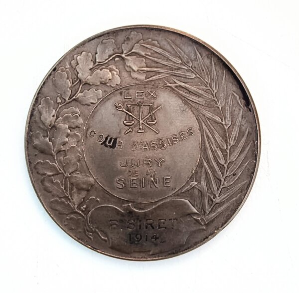 MEDAILLE COUR D'ASSISES JURY DE LA SEINE 1914 EBM90085 – Image 2