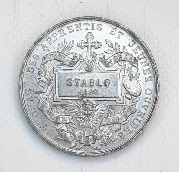 MEDAILLE St Vincent De Paul patronage et cercle des Apprentis et jeunes Ouvriers 1892 RARE EBM90093 – Image 2