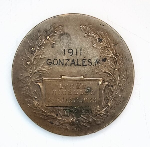 MEDAILLE Femme Assise - Coucher de Soleil- Lycée Michelet et Charlemagne 1911 EBM90098 – Image 2