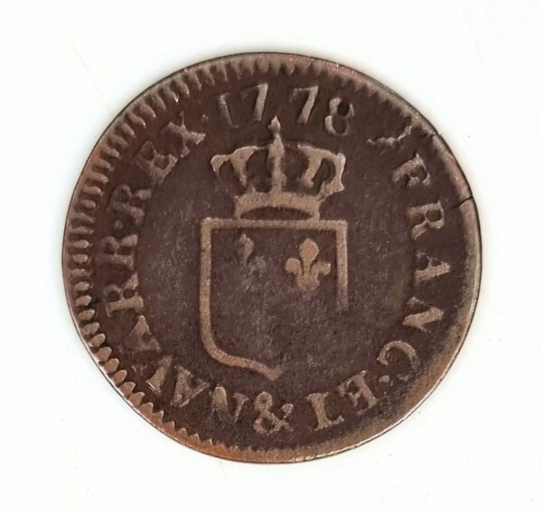 Liard à l’Ecu Louis XVI 1778 & (Aix)RARE R1 TTB- EB91413 – Image 2