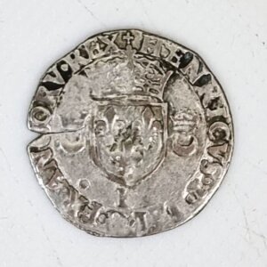 DOUZAIN Henri II aux croissants 1550 CAEN Argent (Billon) TTB EB91437