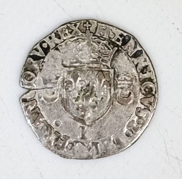 DOUZAIN Henri II aux croissants 1550 CAEN Argent (Billon) TTB EB91437