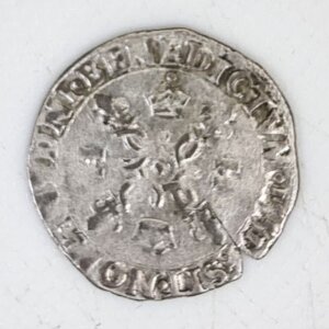 DOUZAIN Henri II aux croissants 1550 CAEN Argent (Billon) TTB EB91437