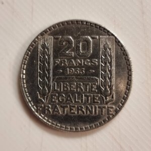 Pièce de 20 Francs Turin 1933 RL SUP Argent EB90824