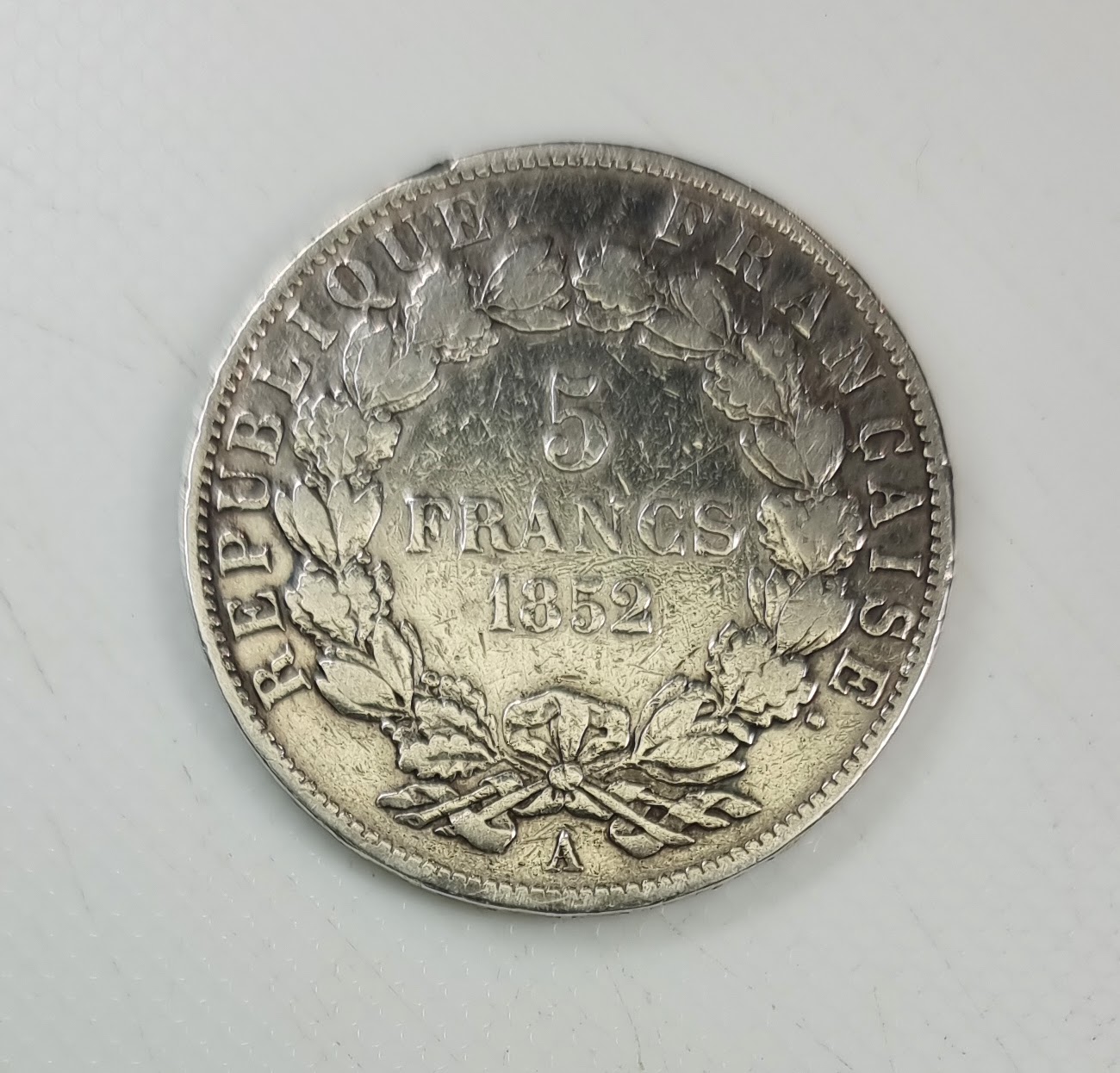 Pièce de 5 Francs Louis Napoléon Bonaparte tête Nue1852A TB EB91205 – Image 2