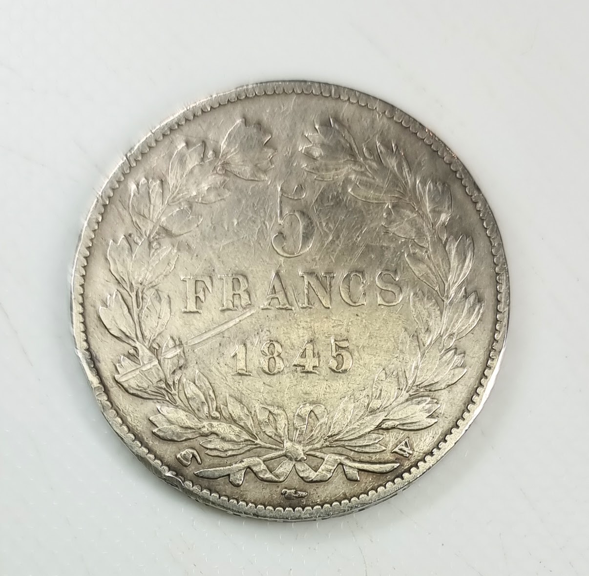 Pièce de 5 Francs Louis Philippe Ier tête laurée 1845W TB+ EB91241 – Image 2