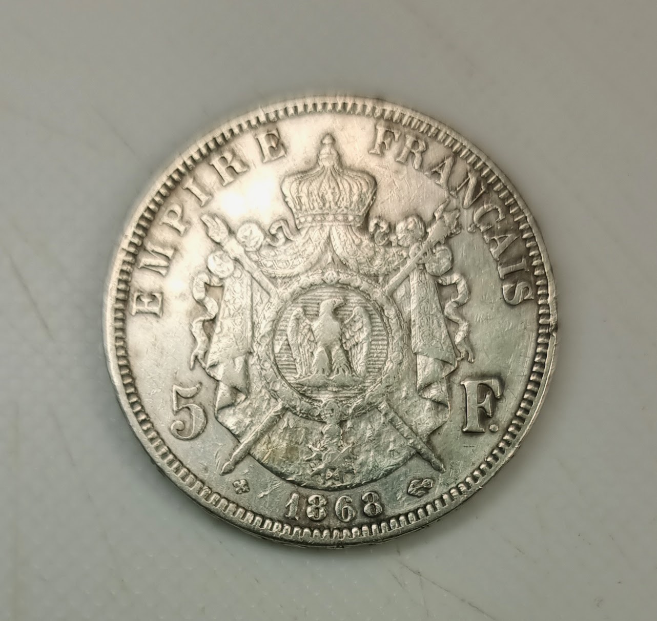 Pièce de 5 Francs Napoléon III tête laurée1868BB TTB EB91384 – Image 2