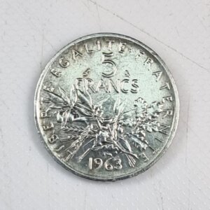 Pièce de 5 Francs Semeuse 1963 SUP Argent 835°/°° EB91541