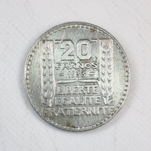 Pièce de 20 Frs TURIN- 1933 RL- SUP- Argent- EB91550