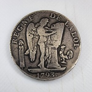 Pièce de 6 livres au Génie FRANCOISE An II 1793A sans point sous L de Loi TB+RARE EB91568