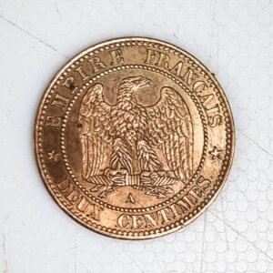 Pièce de 2 Centimes Napoléon III tête nue1853A SPL- Rare-cotée EB91517