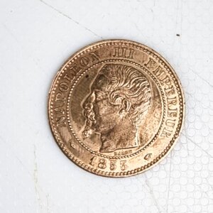 Pièce de 2 Centimes Napoléon III tête nue1853A SPL- Rare-cotée EB91517
