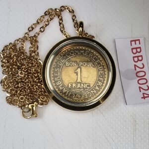 MEDAILLON Pendentif Pièce de monnaie véritable Ø 30mm Acier Doré EBB20024