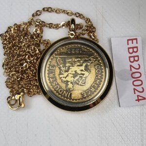 MEDAILLON Pendentif Pièce de monnaie véritable Ø 30mm Acier Doré EBB20024