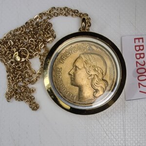 MEDAILLON Pendentif Pièce de monnaie véritable Ø 35mm Acier Doré EBB20027