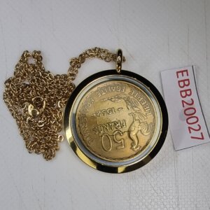 MEDAILLON Pendentif Pièce de monnaie véritable Ø 35mm Acier Doré EBB20027