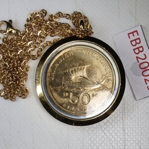MEDAILLON Pendentif Pièce de monnaie véritable Ø 35mm Acier Doré EBB20029