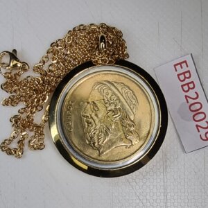 MEDAILLON Pendentif Pièce de monnaie véritable Ø 35mm Acier Doré EBB20029