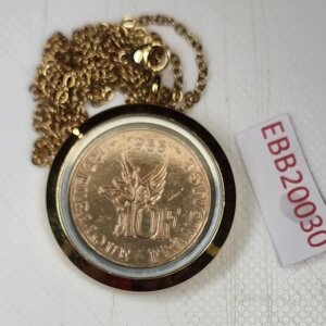 MEDAILLON Pendentif Pièce de monnaie véritable Ø 35mm Acier Doré EBB20030