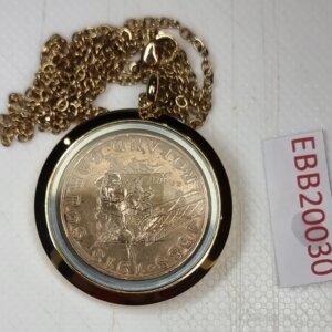 MEDAILLON Pendentif Pièce de monnaie véritable Ø 35mm Acier Doré EBB20030