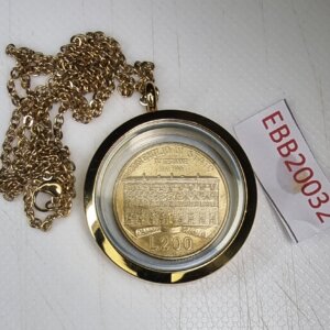 MEDAILLON Pendentif Pièce de monnaie véritable Ø 35mm   Acier Doré EBB20032