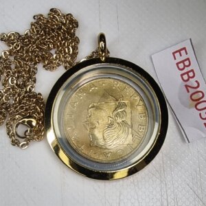 MEDAILLON Pendentif Pièce de monnaie véritable Ø 35mm   Acier Doré EBB20032