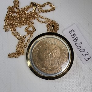 MEDAILLON Pendentif Pièce de monnaie véritable Ø 35mm Acier Doré EBB20033