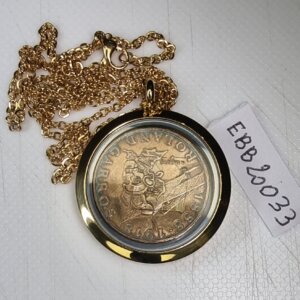 MEDAILLON Pendentif Pièce de monnaie véritable Ø 35mm Acier Doré EBB20033