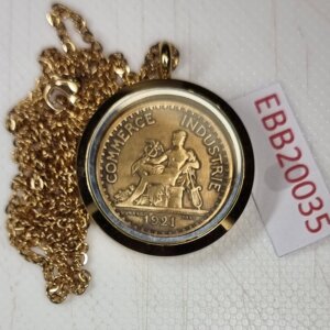 MEDAILLON Pendentif Pièce de monnaie véritable Ø 30mm Acier Doré EBB20035