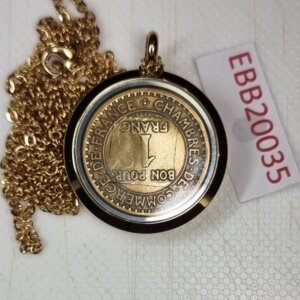 MEDAILLON Pendentif Pièce de monnaie véritable Ø 30mm Acier Doré EBB20035