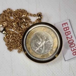 MEDAILLON Pendentif Pièce de monnaie véritable Ø 30mm Acier Doré EBB20036