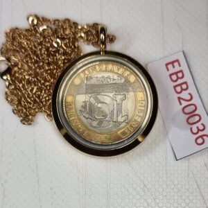 MEDAILLON Pendentif Pièce de monnaie véritable Ø 30mm Acier Doré EBB20036