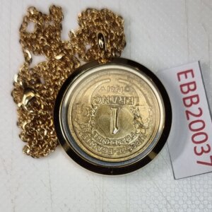 MEDAILLON Pendentif Pièce de monnaie véritable Ø 30mm Acier Doré EBB20037