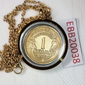 MEDAILLON Pendentif Pièce de monnaie véritable Ø 30mm Acier Doré EBB20038